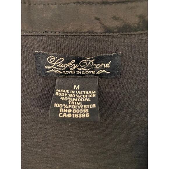 Lucky Brand Women’s pull over blouse long sleeve size M Black - Picture 4 of 5